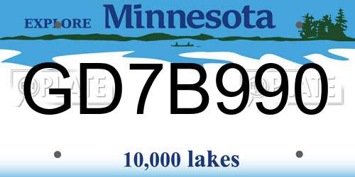 GD7B990 Minnesota License Plate