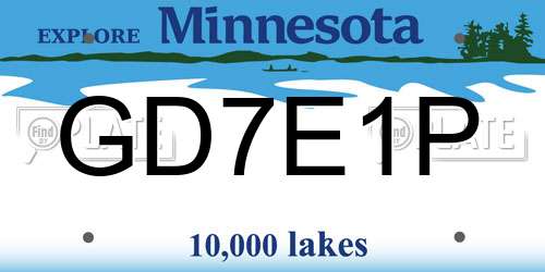 GD7E1P Minnesota License Plate