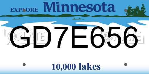 GD7E656 Minnesota License Plate