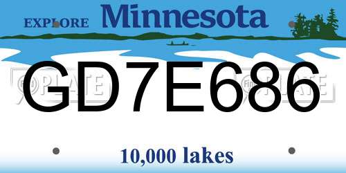 GD7E686 Minnesota License Plate