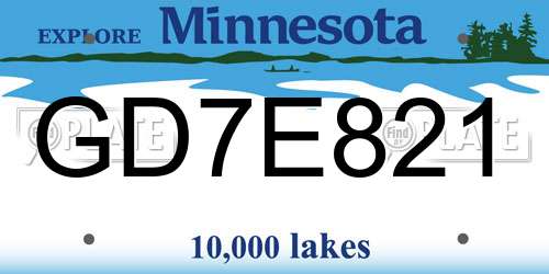 GD7E821 Minnesota License Plate