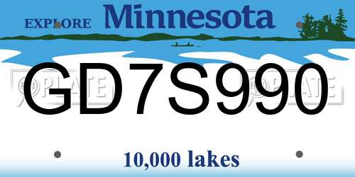 GD7S990 Minnesota License Plate