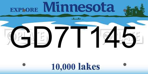 GD7T145 Minnesota License Plate