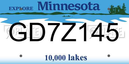GD7Z145 Minnesota License Plate