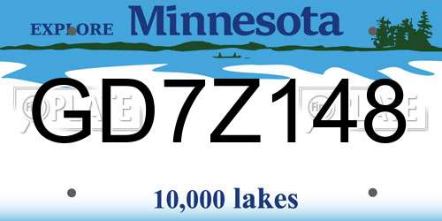 GD7Z148 Minnesota License Plate