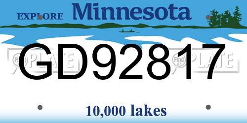 GD92817 Minnesota License Plate
