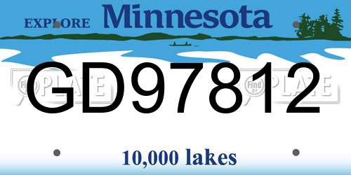 GD97812 Minnesota License Plate