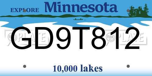 GD9T812 Minnesota License Plate