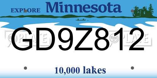 GD9Z812 Minnesota License Plate