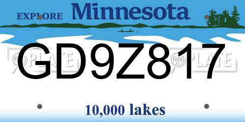 GD9Z817 Minnesota License Plate