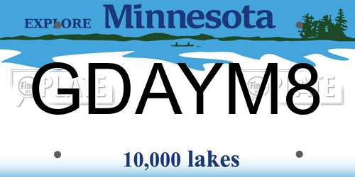 GDAYM8 Minnesota License Plate