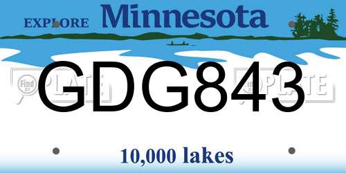 GDG843 Minnesota License Plate