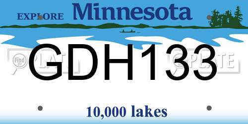 GDH133 Minnesota License Plate