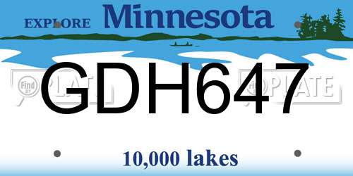 GDH647 Minnesota License Plate