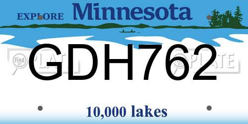 GDH762 Minnesota License Plate
