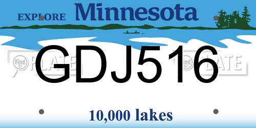 GDJ516 Minnesota License Plate