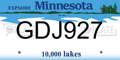 GDJ927 Minnesota License Plate
