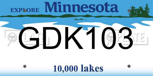 GDK103 Minnesota License Plate