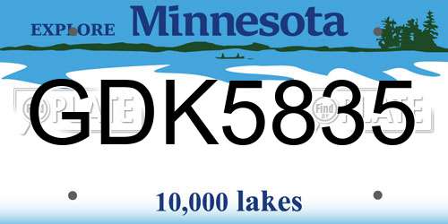 GDK5835 Minnesota License Plate