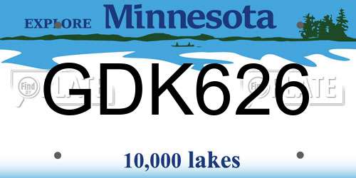 GDK626 Minnesota License Plate