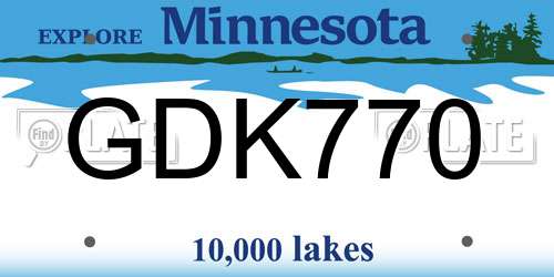 GDK770 Minnesota License Plate