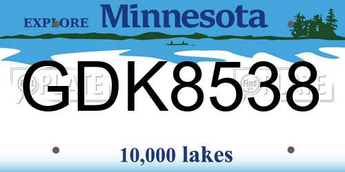 GDK8538 Minnesota License Plate