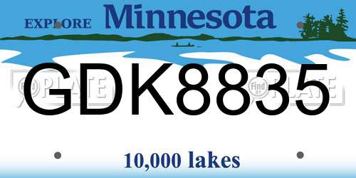 GDK8835 Minnesota License Plate