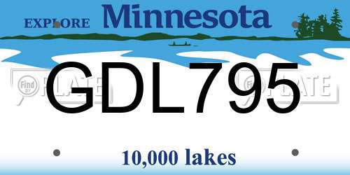 GDL795 Minnesota License Plate