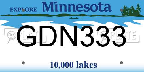 GDN333 Minnesota License Plate