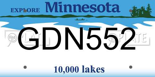 GDN552 Minnesota License Plate