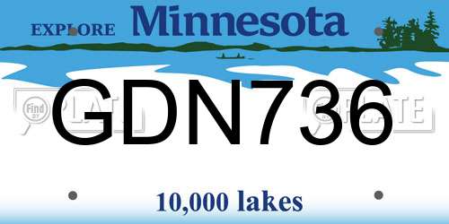 GDN736 Minnesota License Plate