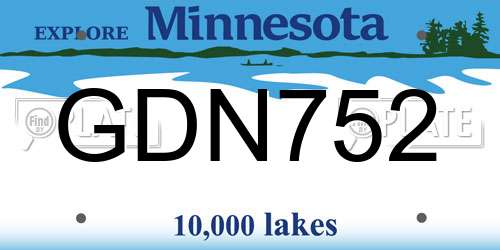 GDN752 Minnesota License Plate