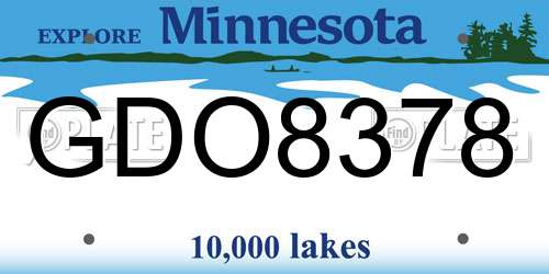 GDO8378 Minnesota License Plate