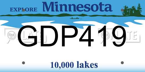 GDP419 Minnesota License Plate