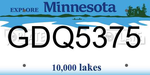 GDQ5375 Minnesota License Plate