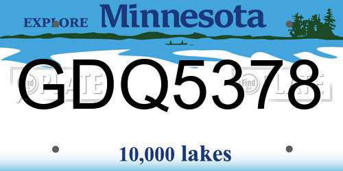GDQ5378 Minnesota License Plate