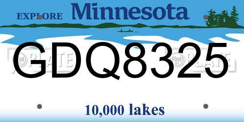 GDQ8325 Minnesota License Plate