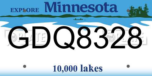 GDQ8328 Minnesota License Plate