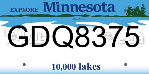 GDQ8375 Minnesota License Plate