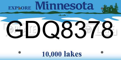 GDQ8378 Minnesota License Plate