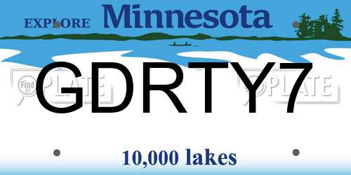 GDRTY7 Minnesota License Plate
