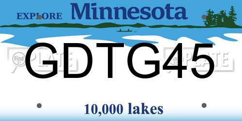 GDTG45 Minnesota License Plate