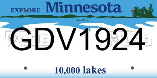 GDV1924 Minnesota License Plate