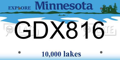 GDX816 Minnesota License Plate