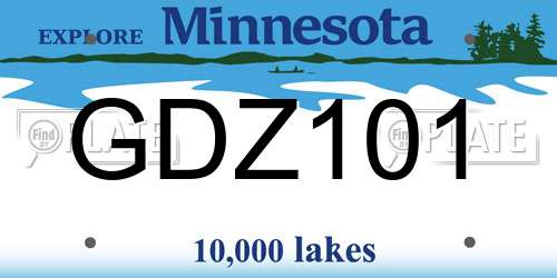 GDZ101 Minnesota License Plate