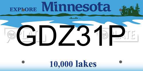 GDZ31P Minnesota License Plate