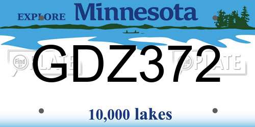 GDZ372 Minnesota License Plate