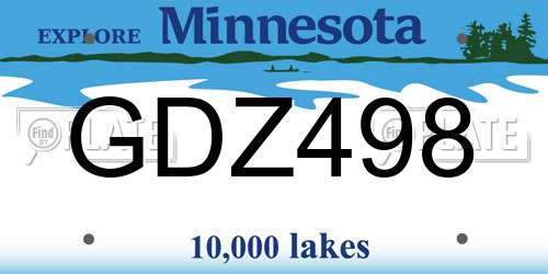 GDZ498 Minnesota License Plate