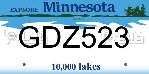 GDZ523 Minnesota License Plate