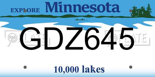 GDZ645 Minnesota License Plate